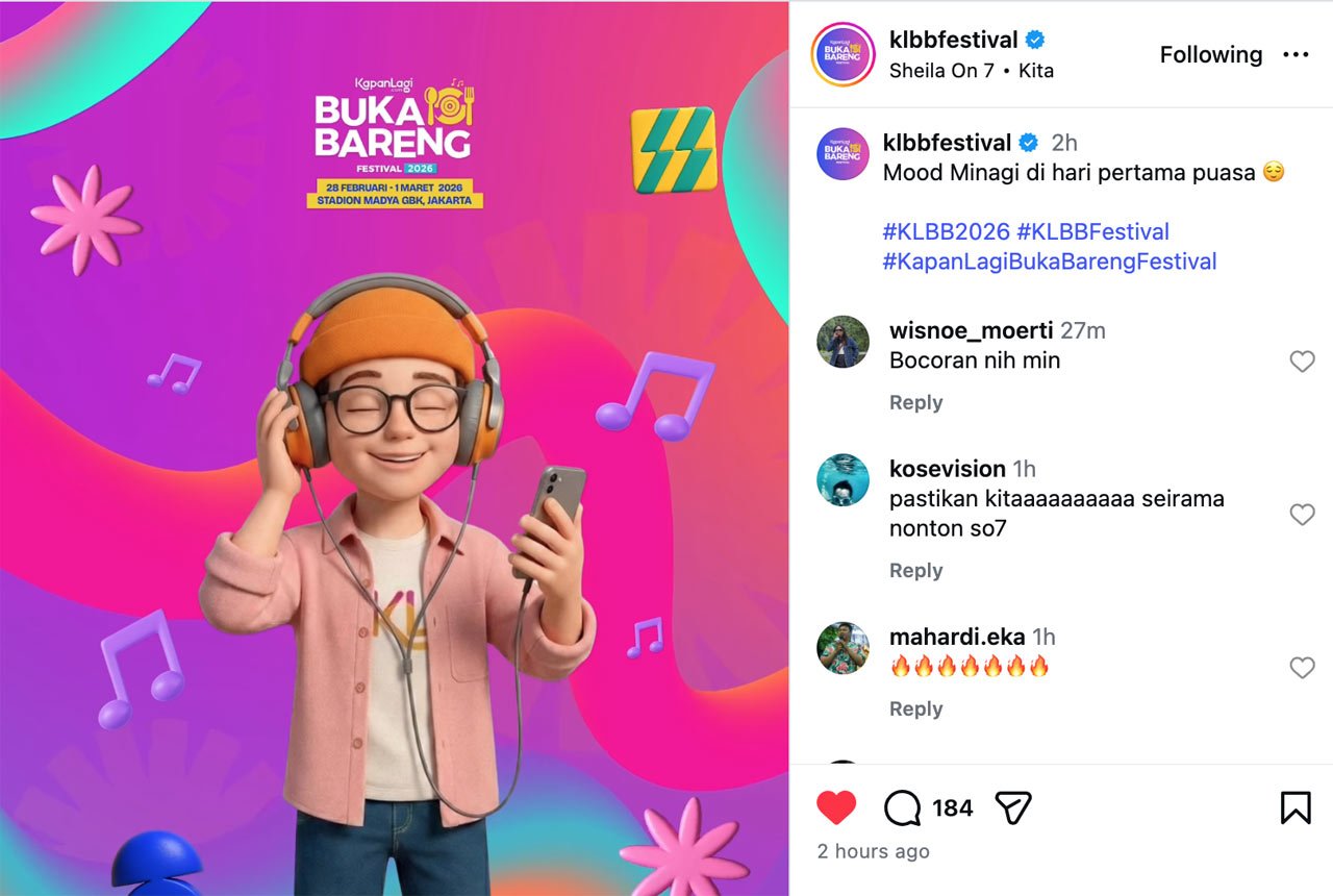 Dugaan warganet soal Sheila on 7 bakal ramaikan Kapanlagi Buka Bareng Festival 2026. (c) Instagram/KLBBFestival