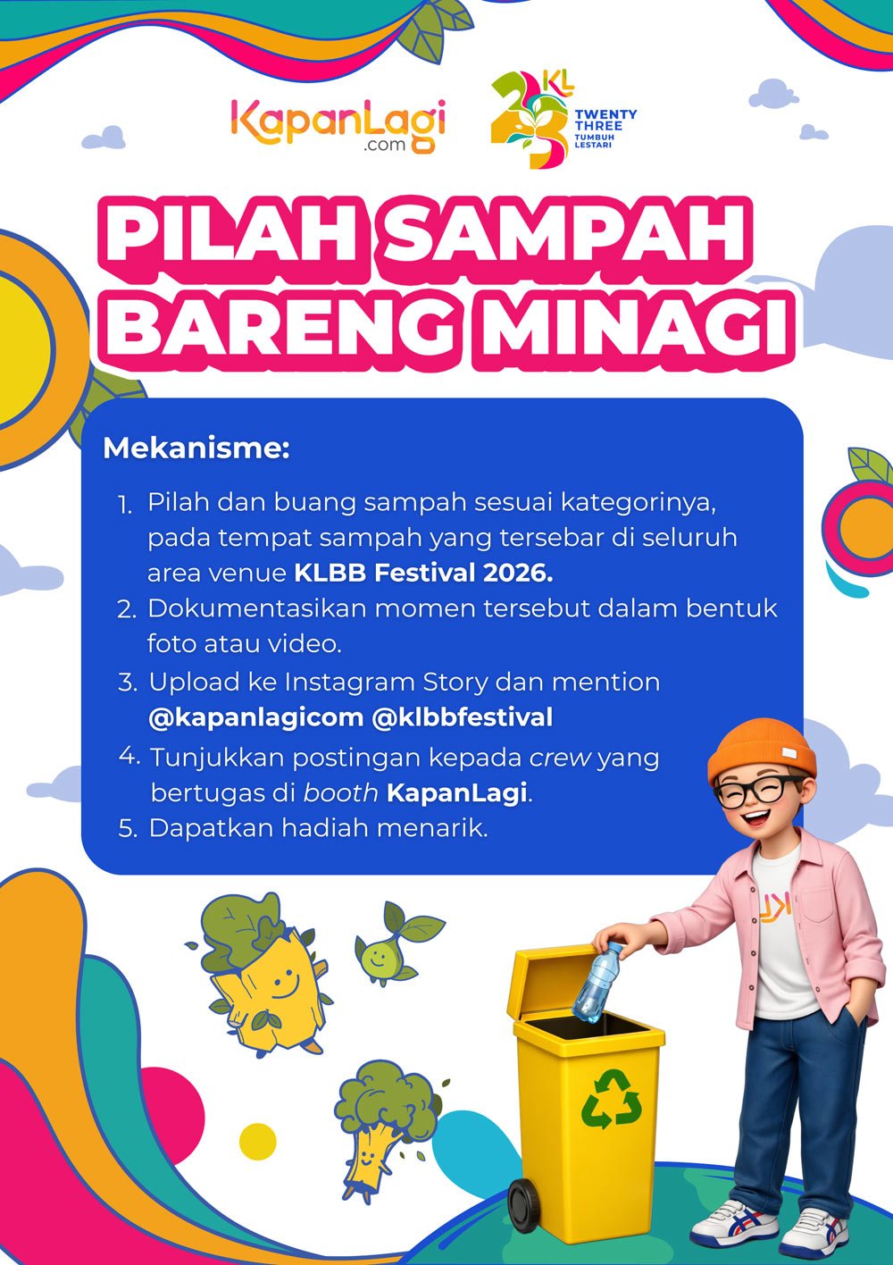 Pilah sampah bareng Minagi di KapanLagi Buka Bareng (KLBB) Festival 2026. (c) KapanLagi Youniverse
