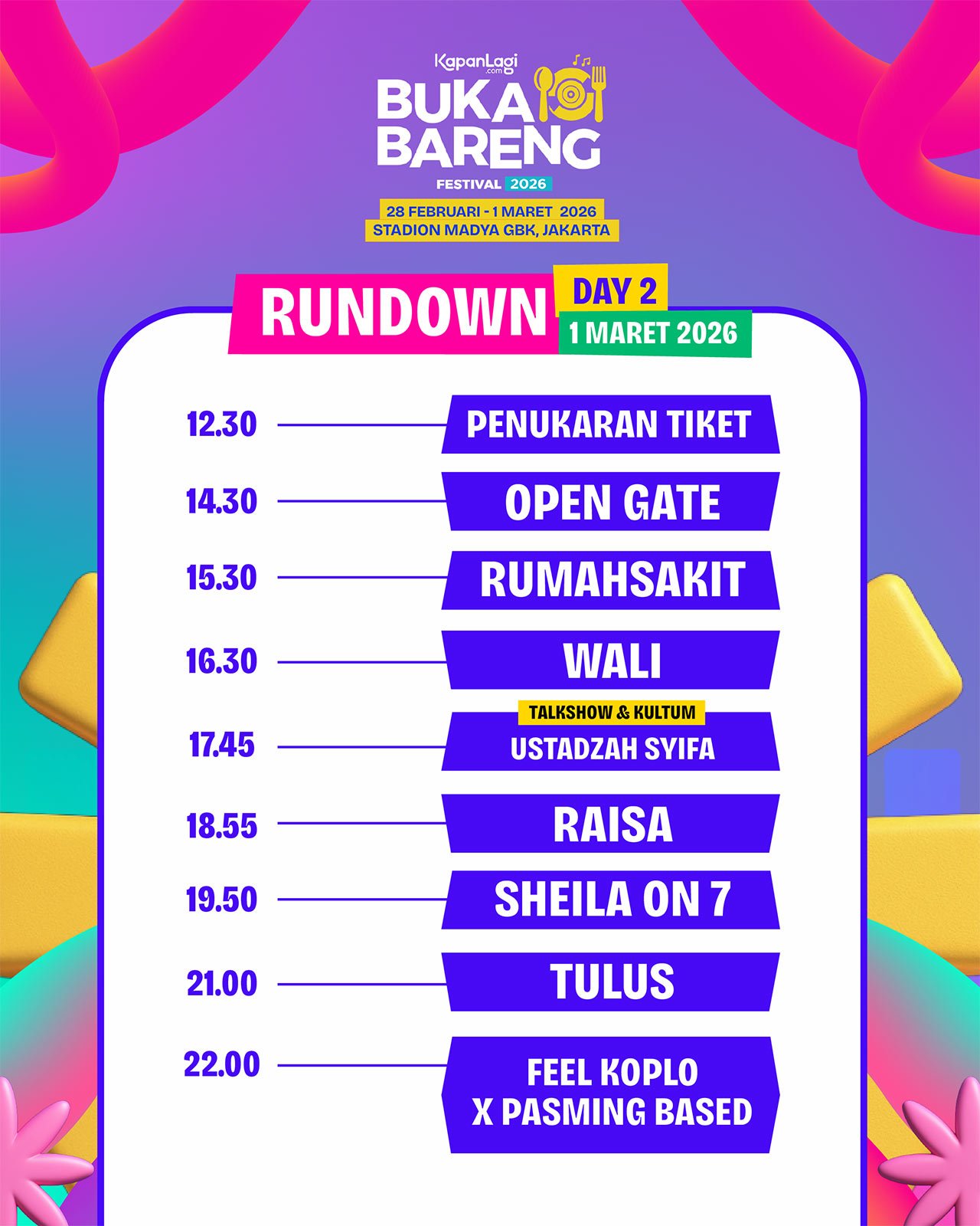 Rundown KLBB 2026 Hari Kedua. (c) KLY