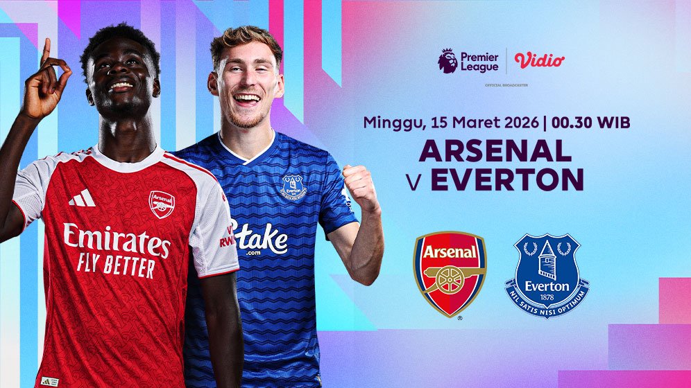 Duel Liga Inggris Arsenal vs Everton di Vidio. (c) Dok. Vidio