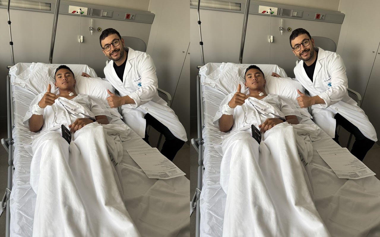 Mario Aji usai menjalani operasi fraktur serviks di Barcelona, Spanyol, Selasa (19/5/2026). (c) Honda Team Asia