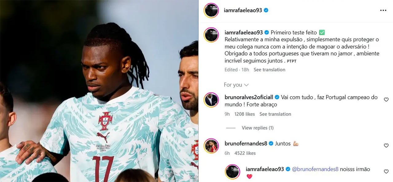 Tangkapan layar unggahan Rafael Leao di aku instagram pribadinya. (c) iamrafaeleao93