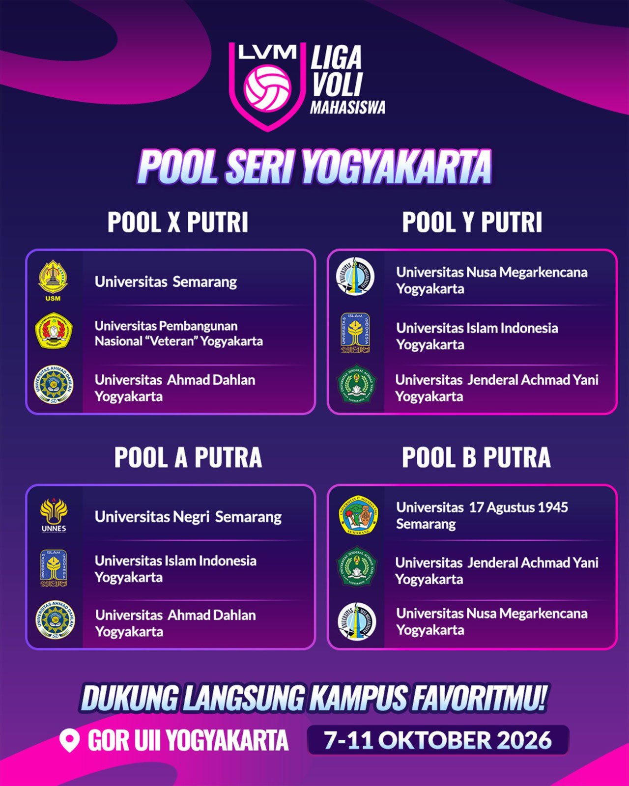 MOJI menghadirkan Liga Voli Mahasiswa 2026 di Yogyakarta, Surabaya, dan Jakarta (c) MOJI