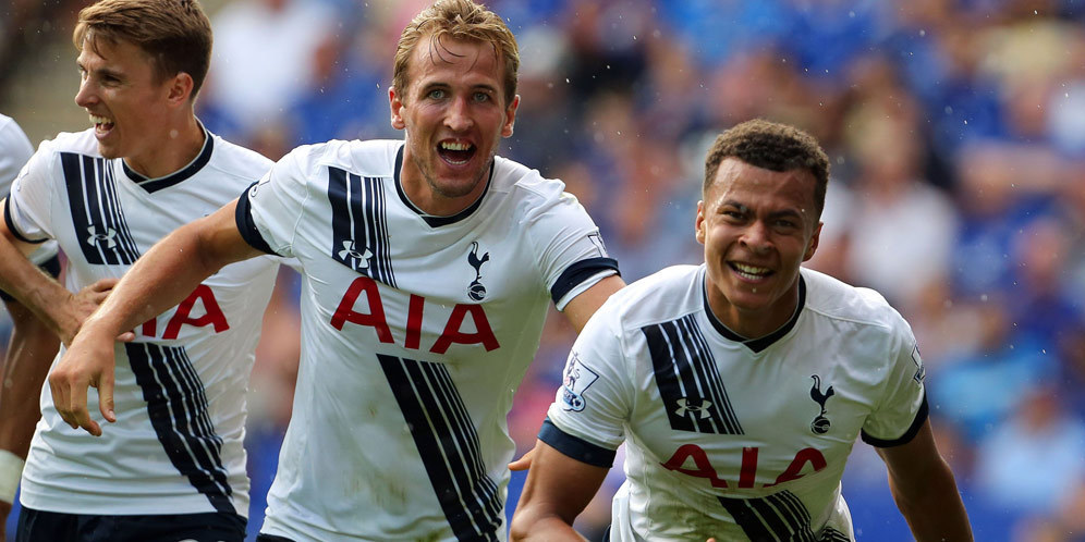 Dele Alli usai cetak gol ke gawang Leicester