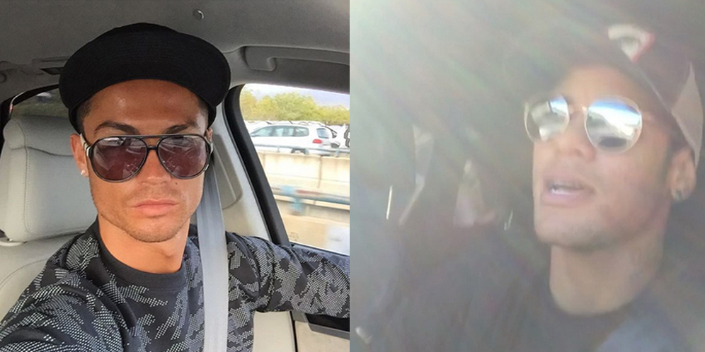 Neymar & Ronaldo Adu Selfie di Dalam Mobil