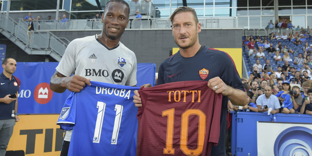 Montreal vs Roma, Drogba Jumpa Totti