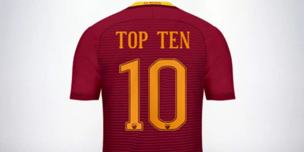 10 Jersey Terlaris AS Roma, September 2016