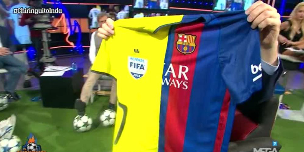 Acara TV Spanyol Gabungkan Jersey Barca dan Wasit