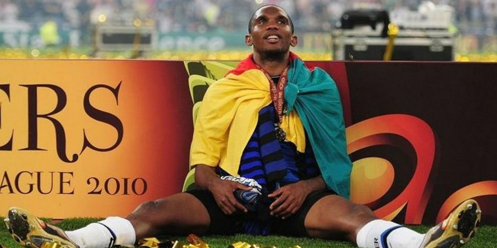 Eto'o Beber Isi Pidato Untuk Inter di Final Liga Champions 2010