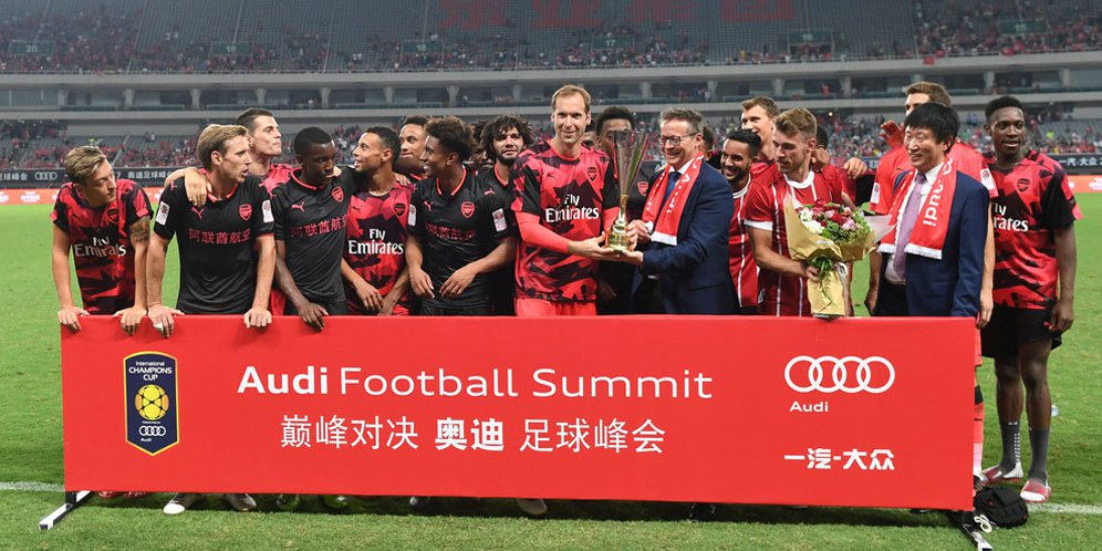 Arsenal usai kalahkan Bayern Munchen.