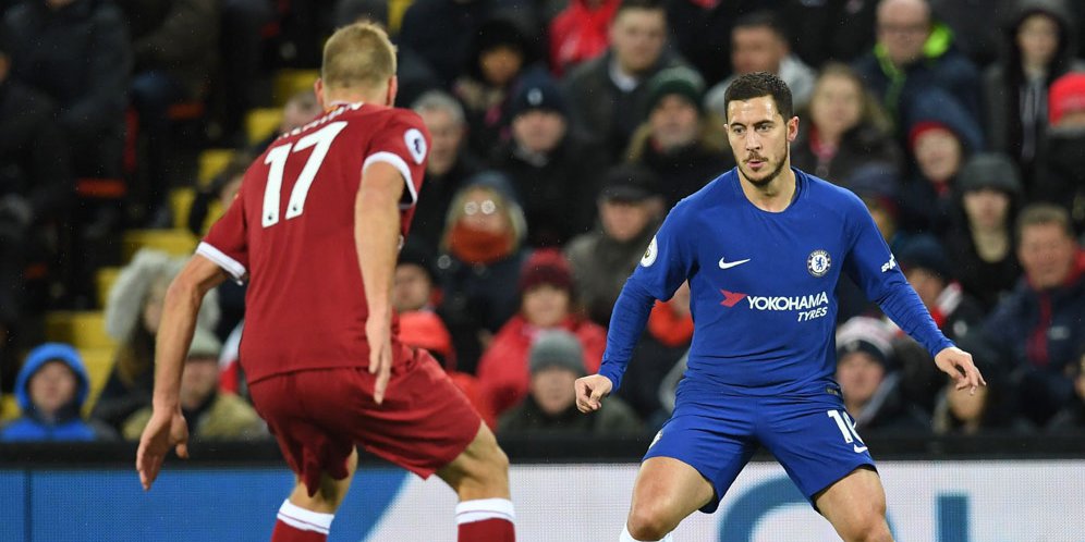 Eden Hazard saat lawan Liverpool.