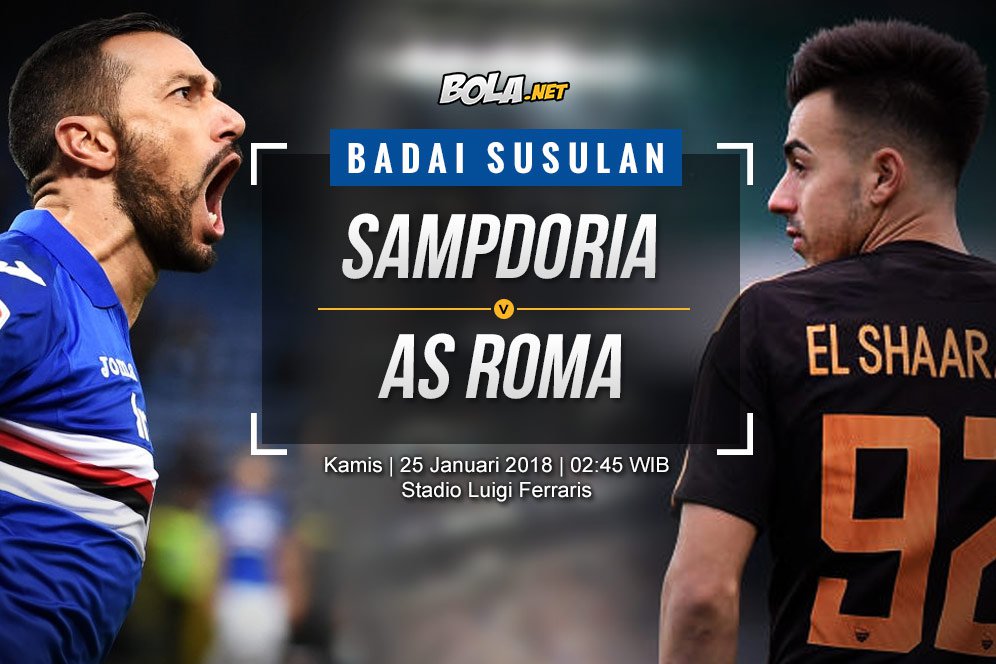 Prediksi Sampdoria vs AS Roma 25 Januari 2018