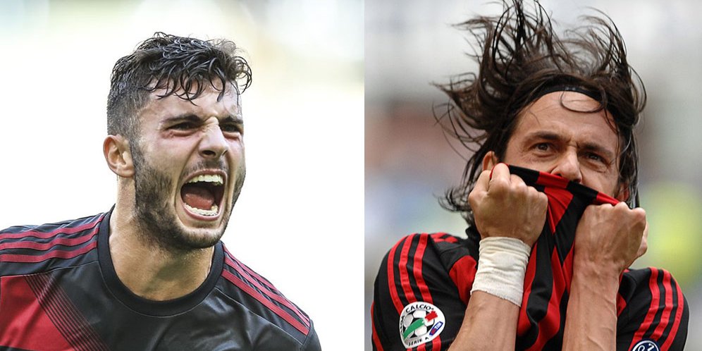 Patrick Cutrone dan Filippo Inzaghi (c) AC Milan