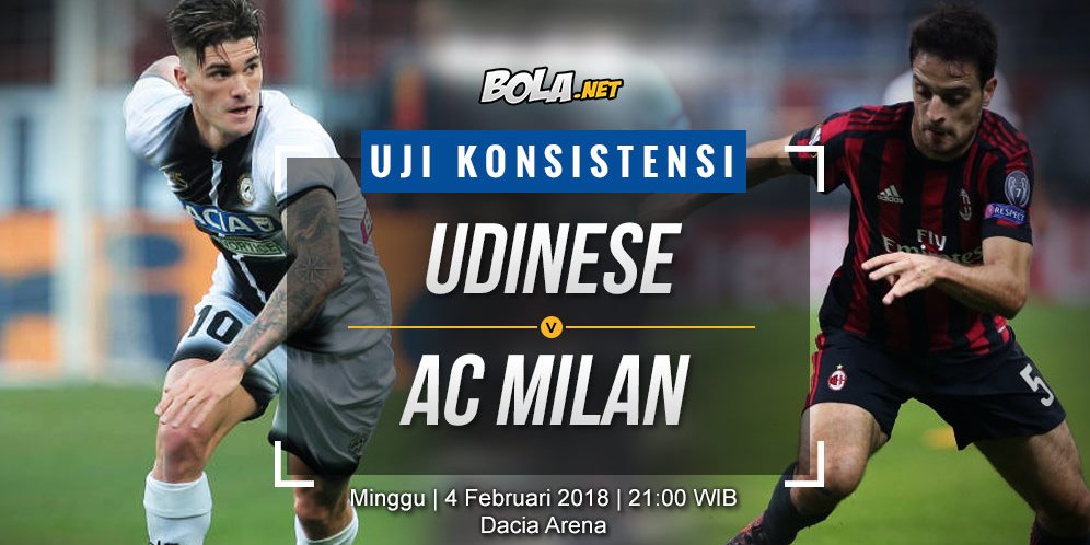 Prediksi Udinese vs AC Milan 4 Februari 2018
