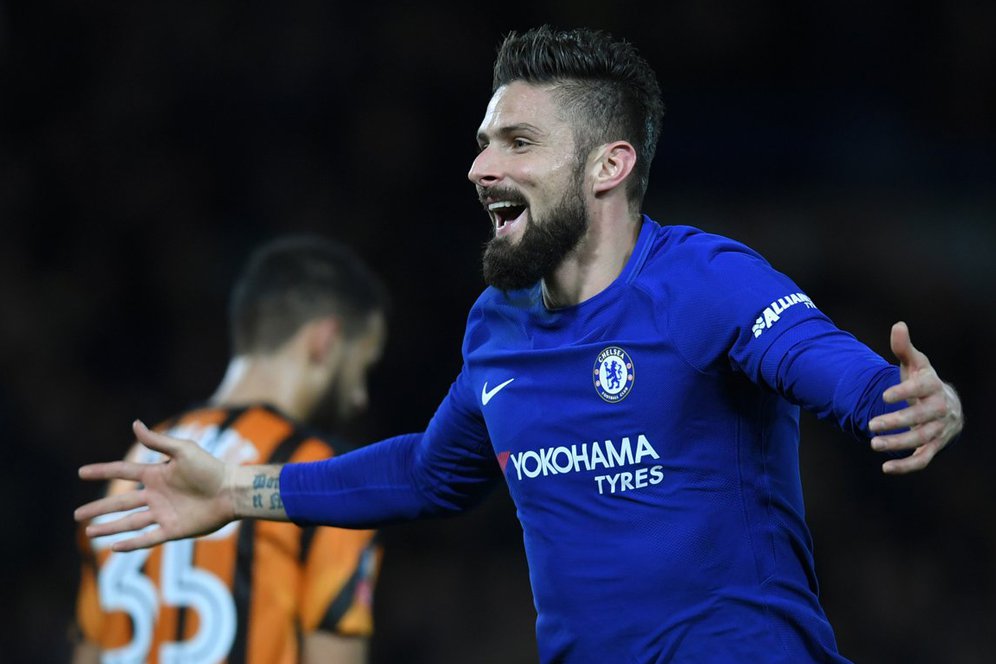 Giroud Lega Akhirnya Cetak Gol Debut untuk Chelsea