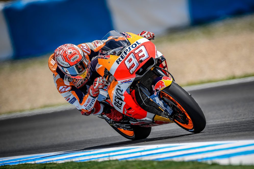 Sempat Jatuh, Marquez Pimpin Sesi Pemanasan MotoGP Spanyol