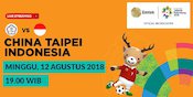Live Streaming Asian Games 2018 di SCTV: China Taipei vs Indonesia