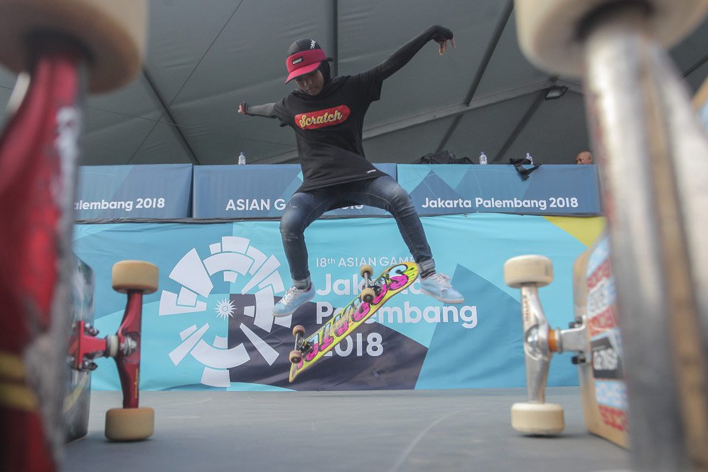 Bunga Nyimas Sabet Perunggu untuk Indonesia di Skateboard Asian Games 2018