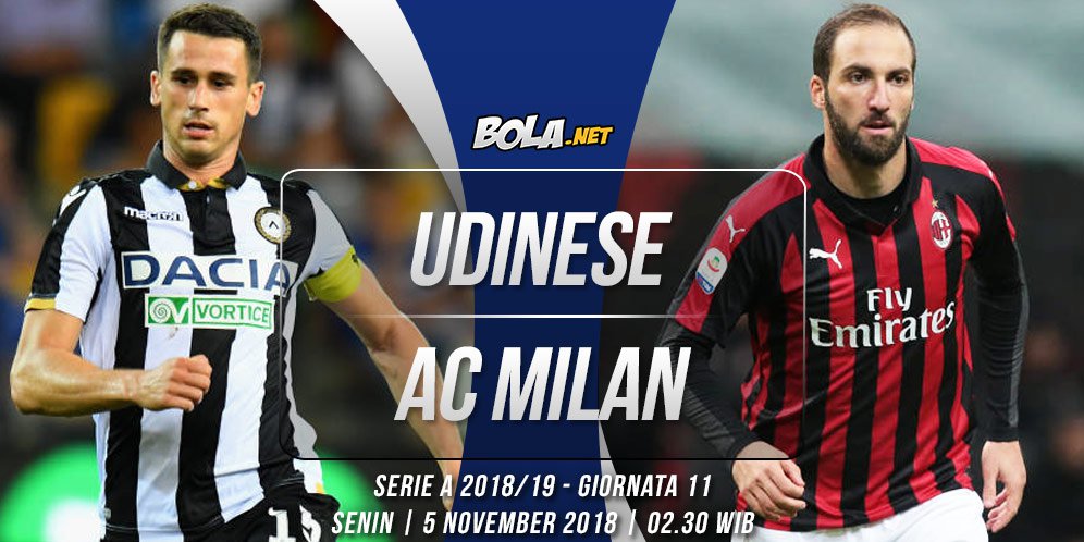 Prediksi Udinese vs AC Milan 5 November 2018