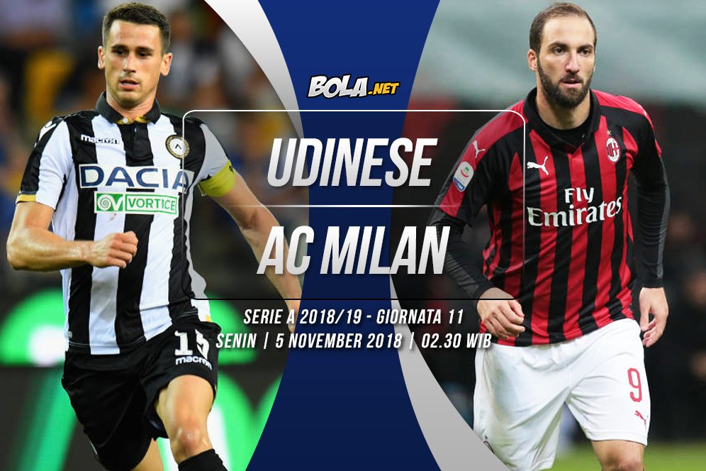 Data dan Fakta Serie A: Udinese vs AC Milan