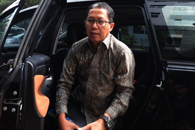 Plt Ketum PSSI Joko Driyono tiba di Polda Metro Jaya, Jakarta, Kamis (21/2). (c) Merdeka.com/Imam Buhori