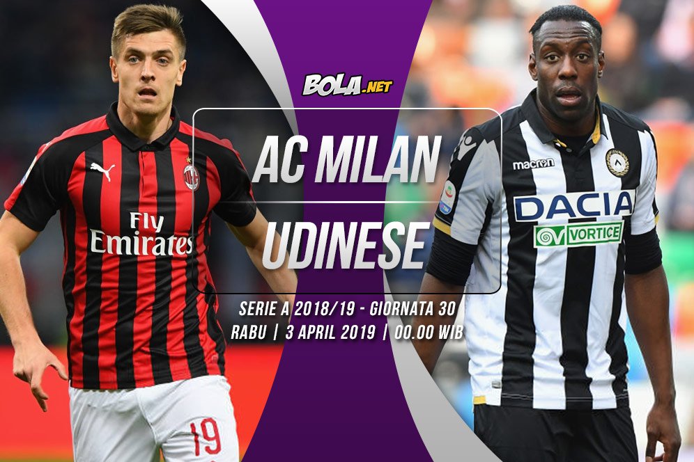 Prediksi AC Milan vs Udinese 3 April 2019