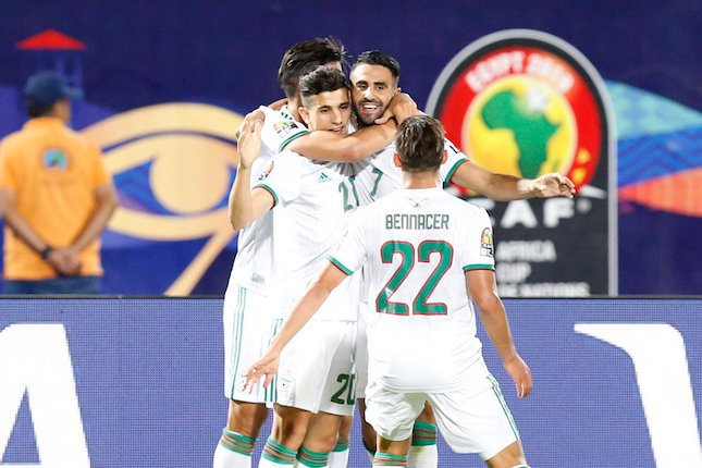 Selebrasi pemain Aljazair usai pastikan ke final Piala Afrika 2019. (c) AP Photo