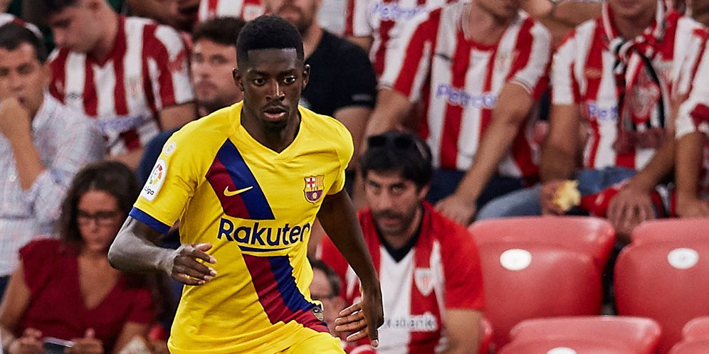 Penyerang sayap Barcelona, Ousmane Dembele (c) AP Photo