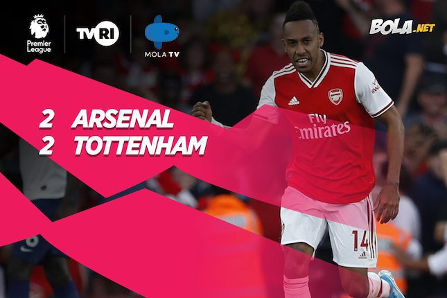 Laga Arsenal vs Tottenham pada Minggu (1/9/2019) berakhir imbang 2-2 (c) Bola.net