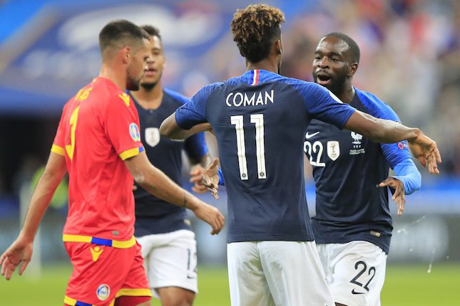 Kingsley Coman dan Jonathan Ikone, Prancis (c) AP Photo