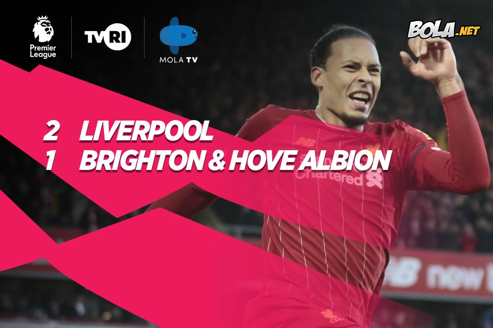 Hasil Pertandingan Liverpool vs Brighton: 2-1
