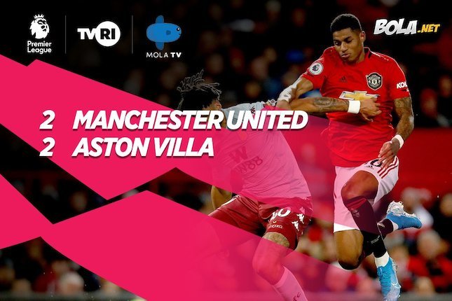 Hasil pertandingan pekan ke-14 Premier League 2019/20: Manchester United 2-2 Aston Villa. (c) AP Photo
