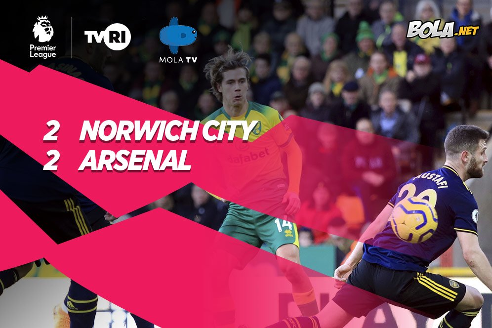 Hasil Pertandingan Norwich City vs Arsenal: Skor 2-2