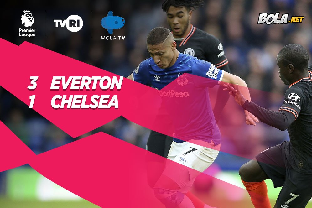 Hasil Pertandingan Everton vs Chelsea: Skor 3-1