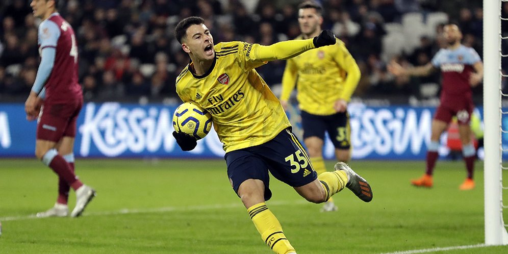 Pemain Arsenal, Gabriel Martinelli. (c) AP Photo