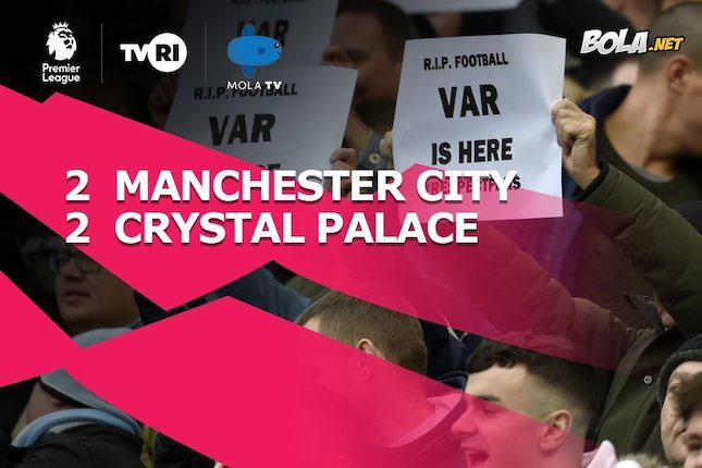 Hasil pertandingan Manchester City vs Crystal Palace, skor 2-2 (c) AP Photo