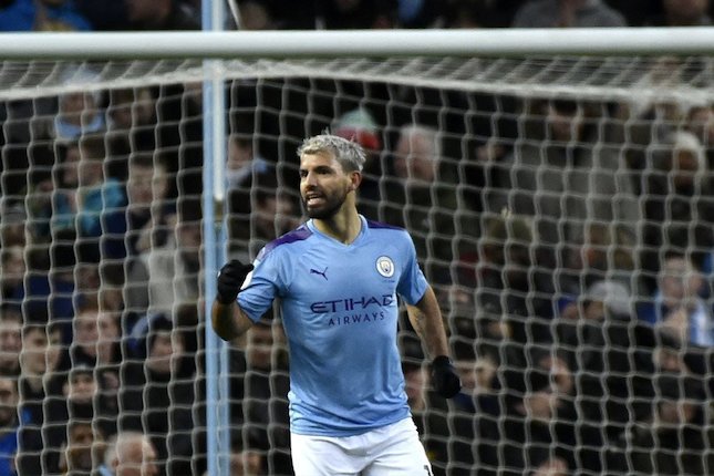 Sergio Aguero usai mencetak dua gol ke gawang Crystal Palace (c) AP Photo