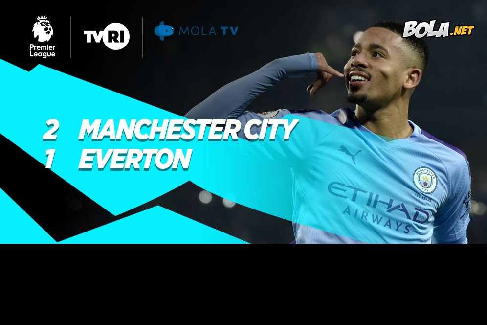 Hasil Pertandingan Manchester City vs Everton: Skor 2-1