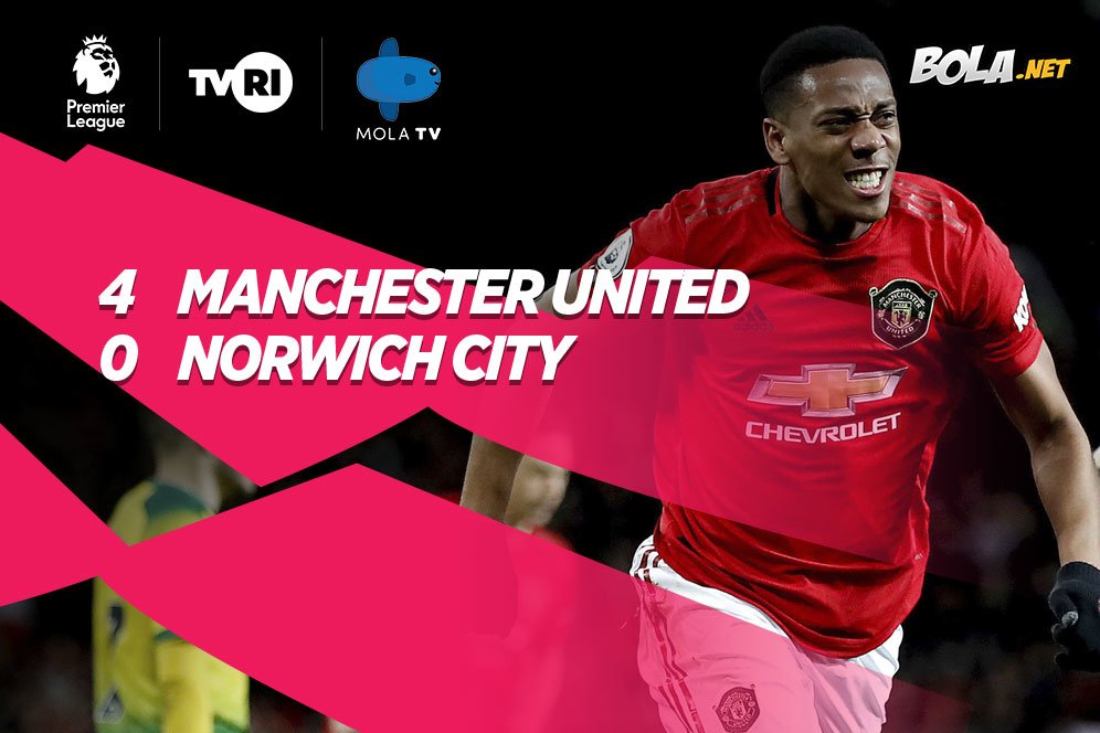 Hasil Pertandingan Manchester United vs Norwich City: 4-0 Hasil Pertandingan Manchester United vs Norwich City: 4-0