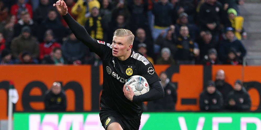 Erling Braut Haaland mencetak hattrick pada laga debutnya bersama Borussia Dortmund di Bundesliga. (c) Bundesliga