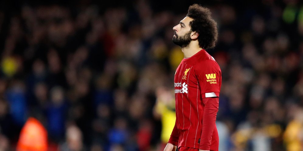 Ekspresi kekecewaan Mohamed Salah, penyerang Liverpool. (c) AP Photo