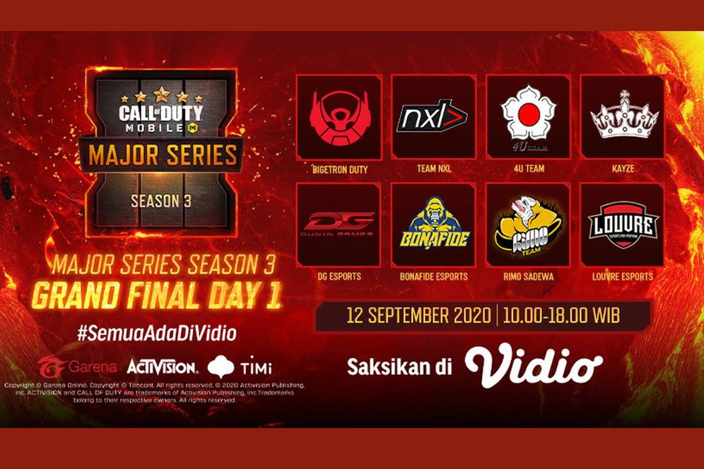 Grand Final Garena Call of Duty Mobile Major Series Season 3 di Vidio, Minggu 13 September 2020