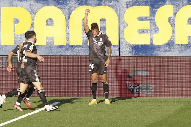 Mariano Diaz usai mencetak gol ke gawang Villarreal di pekan ke-10 La Liga 2020/2021 (c) AP Photo