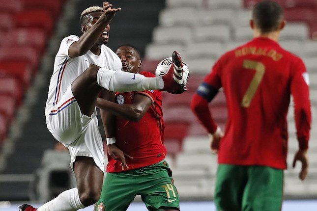 Paul Pogba pada duel melawan Portugal di UEFA Nations League 2020 (c) AP Photo