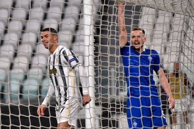 Cristiano Ronaldo mencetak satu gol dalam laga Juventus vs Dynamo Kiev, Kamis (3/12/2020) (c) La Presse via AP Photo