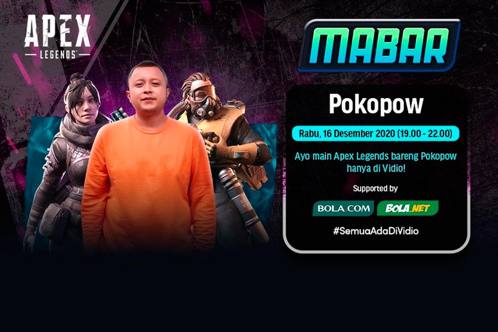 Live Streaming MABAR Apex Legend Bareng Pokopow di Vidio, 16 Desember 2020