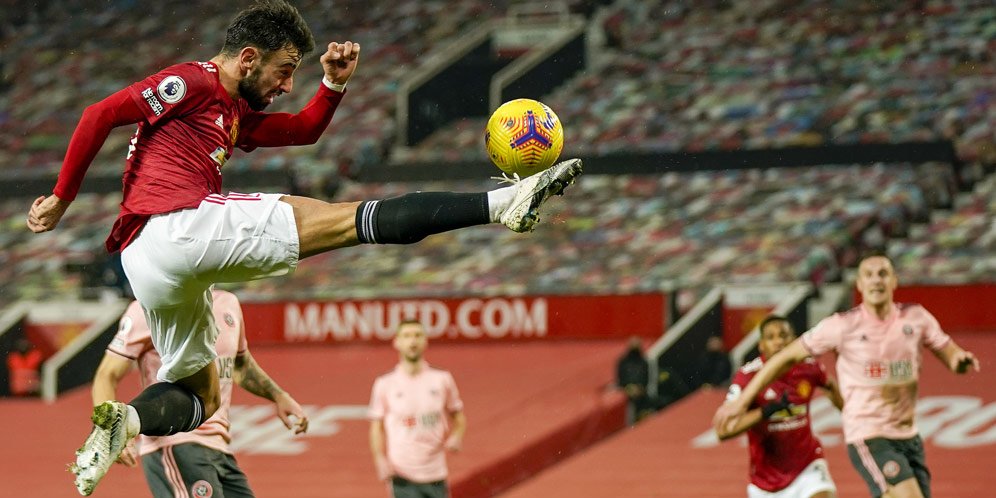 Gelandang serang Manchester United, Bruno Fernandes (c) AP Photo