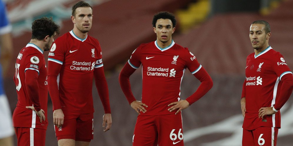 Ekspresi pemain Liverpool usai kalah dari Brighton di pekan ke-22 Premier League 2020/2021 (c) AP Photo