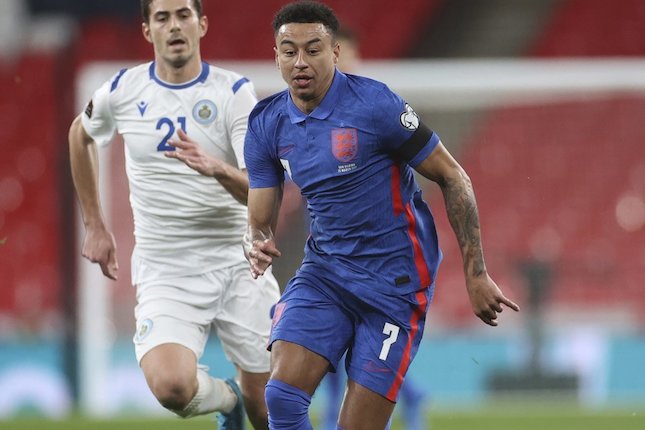 Aksi Jesse Lingard pada laga Kualifikasi Piala Dunia 2022 melawan San Marino (c) AP Photo