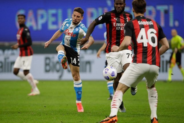 Duel Napoli vs AC Milan, Serie A 2020/21. (c) AP Photo